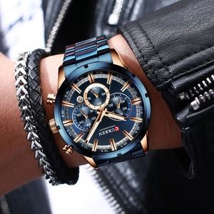 CURREN Men's Watch Luxury Sports Quartz  Full Steel Waterproof